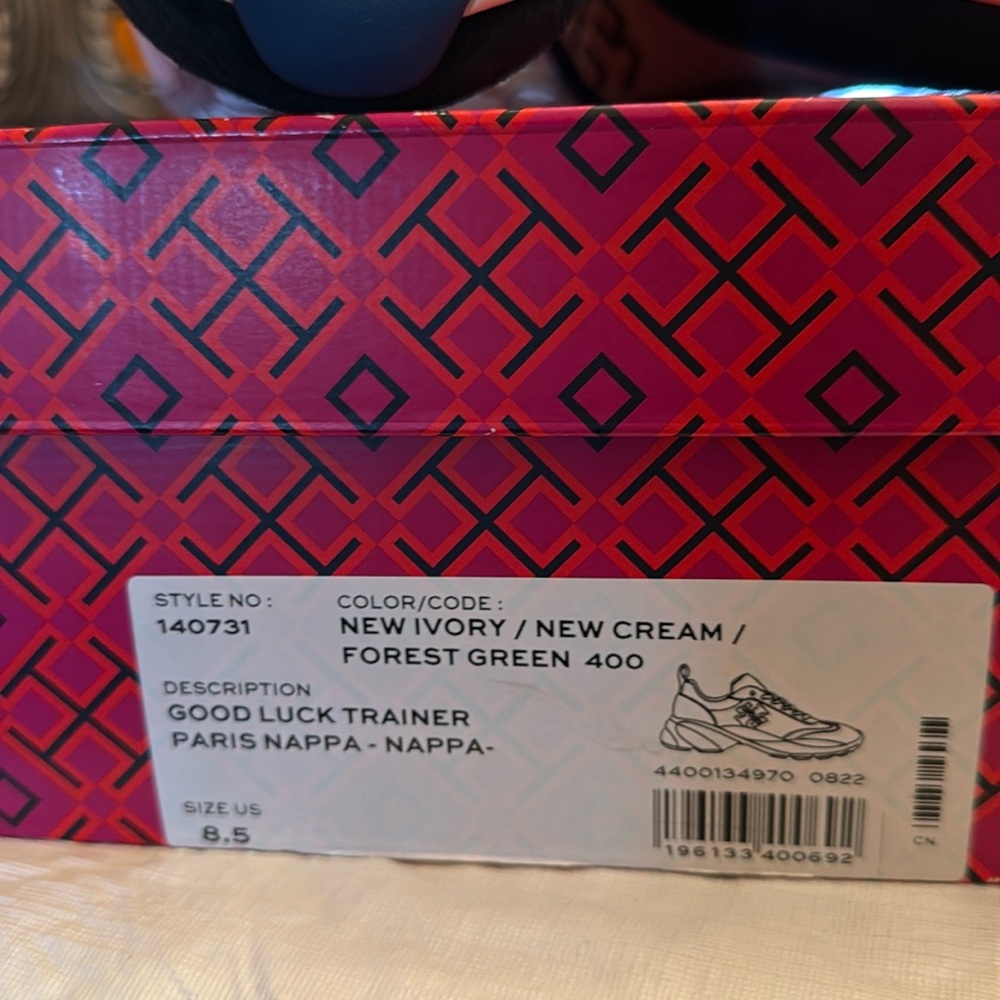 Tory Burch Lucky Trainer Stylish Beige and Blue Sneakers - Picture 7 of 7